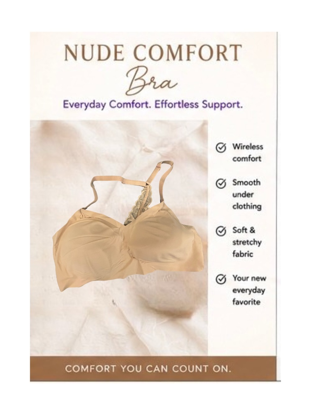 Seamless Nude Lace-Back Wireless Bralette